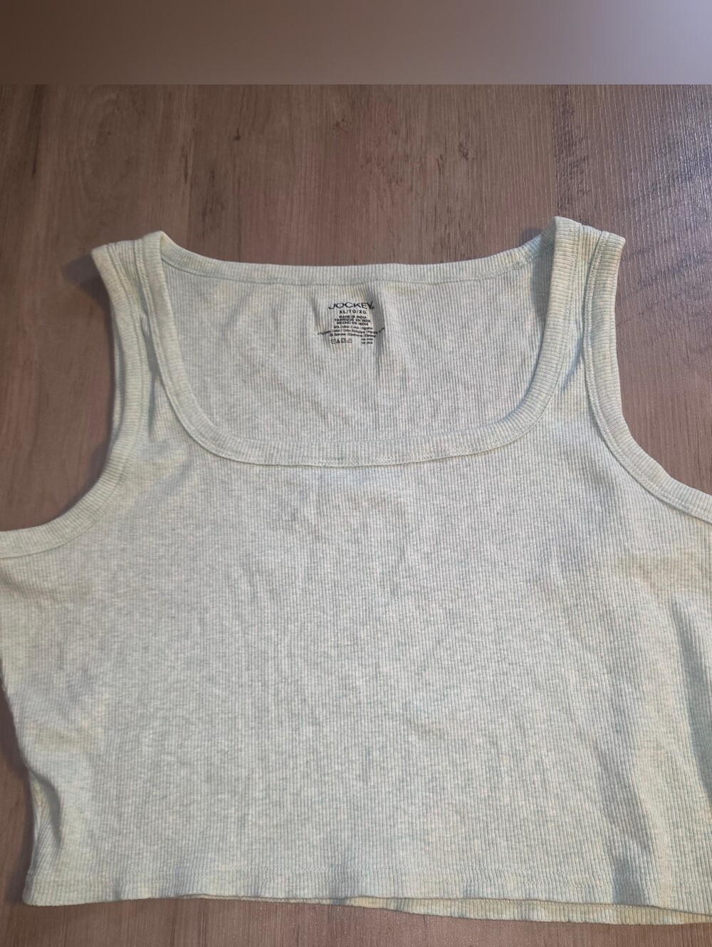 Jockey Pale Green Ribbed Square Neck Crop Top